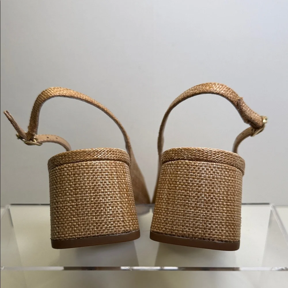Sam Edelman Terra Tan Woven Slingback Block Heels - Picture 4 of 9
